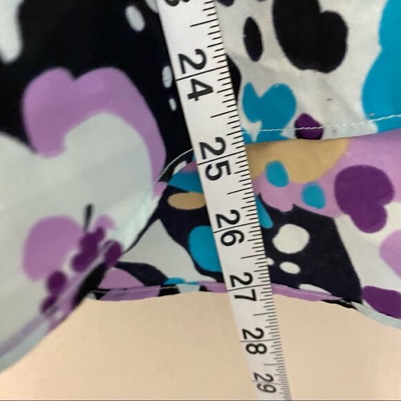 GAP Floral Blue Blouse Tank Top loose silky boho deep v neck style Size L - Picture 5 of 11